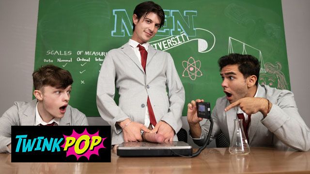 TWINKPOP - College Class Turns Into A Wild Dick-Measuring Contest Before Steamy Group Sex Breaks Out