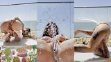 BEACH HOTEL BALCONY SEX MACHINE THRUSTS BIG BLACK DILDO MULTIPLE ORGASMS EXTREME SQUIRT RISKY VOYEUR