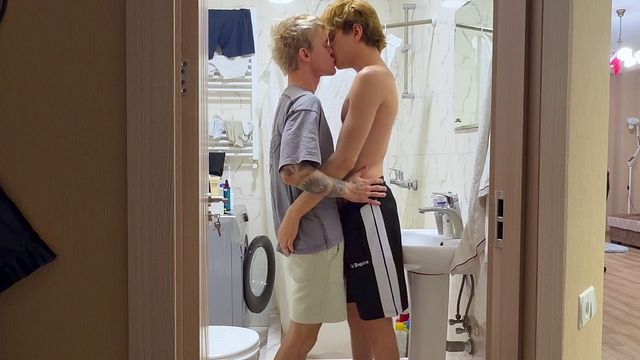 Rimming twink: licked his smooth ass deep and fucked him juicy