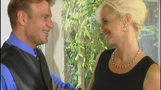 Blonde Kelly Trump as porn star Jeannie seduces him with magic until he cums.