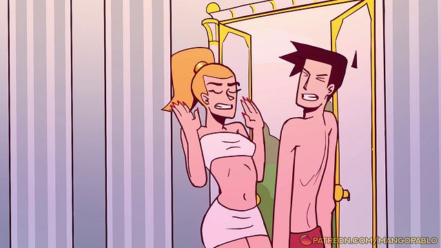 Hades takes two dicks at once (cumshot on face)