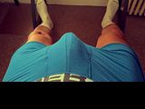 Hairy fitness guy showing off his thick cock in the elevator without underwear