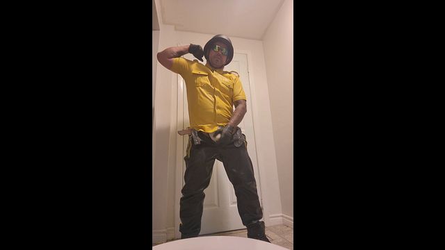Verbal Leather Biker Daddy talks dirty and strokes his cock