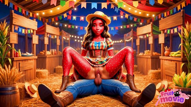 Hot Moranguete cheats on her boyfriend at the festival Festa Junina Abacaxudo pulls naughty Moranguete’s skirt aside for hardcore anal & pussy fuck