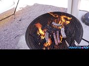 My girlfriend eats my sausage after July 4th barbeque!