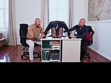 Pervert Office! Hot Foursome with 2 Sexy Blondes in Stockings and High Heels and 2 Big Cocks