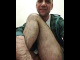Jonathan in blue underwear pulls them down and masturbates his erect uncut cock proudly for you