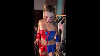 Crazy Blonde Clown Girl  Playful Solo Cosplay Tease